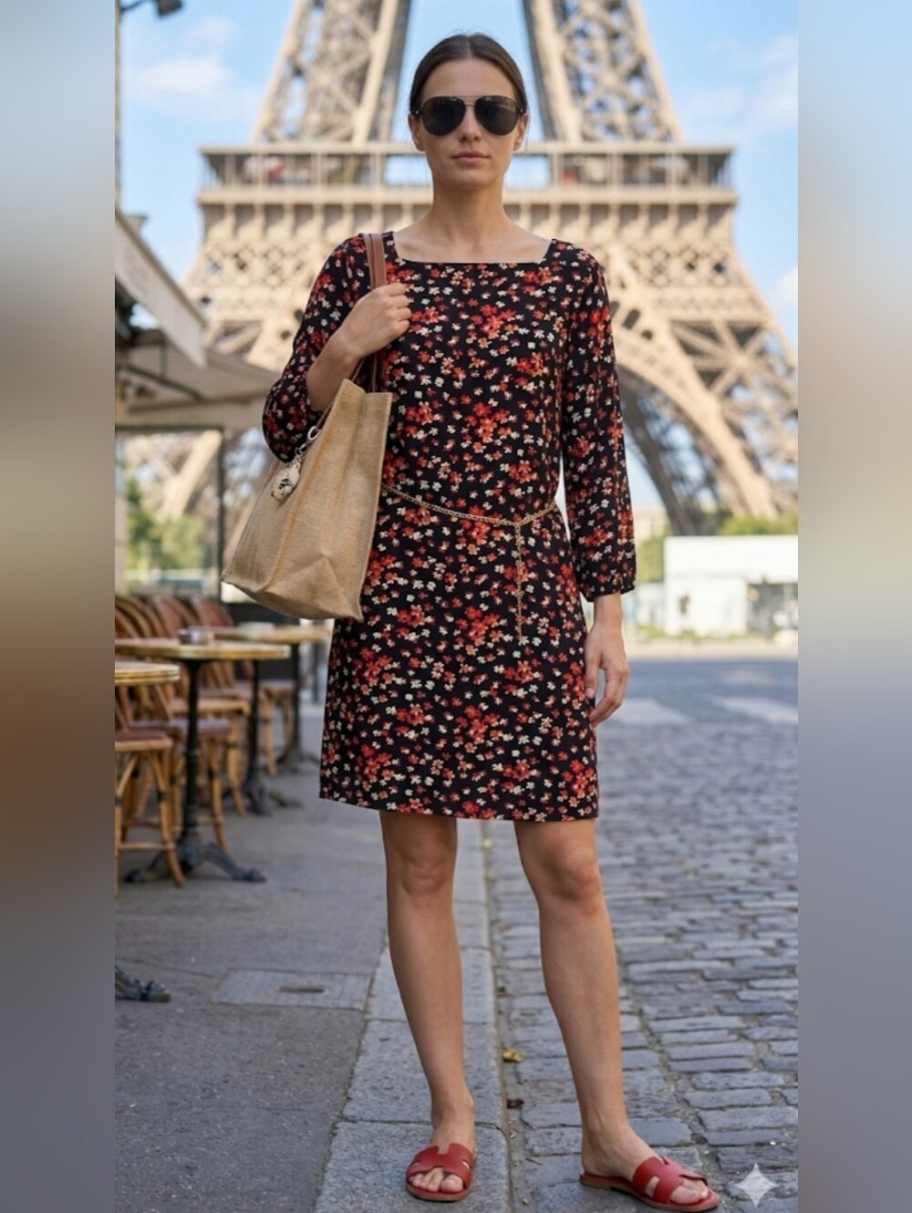 GAP Shift Summer Dress Cut-out Keyhole Side Pockets Size S / Floral